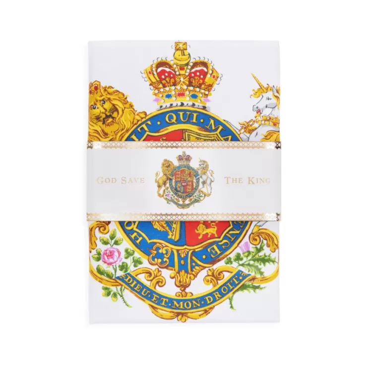 Royal Collection Shop Coat Of Arms Tea Towel* His Majesty The King'S 75Th Birthday