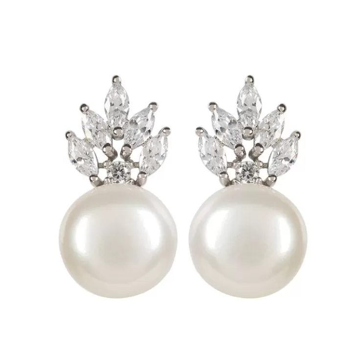 Royal Collection Shop Crown And Pearl Stud Earrings* Earrings