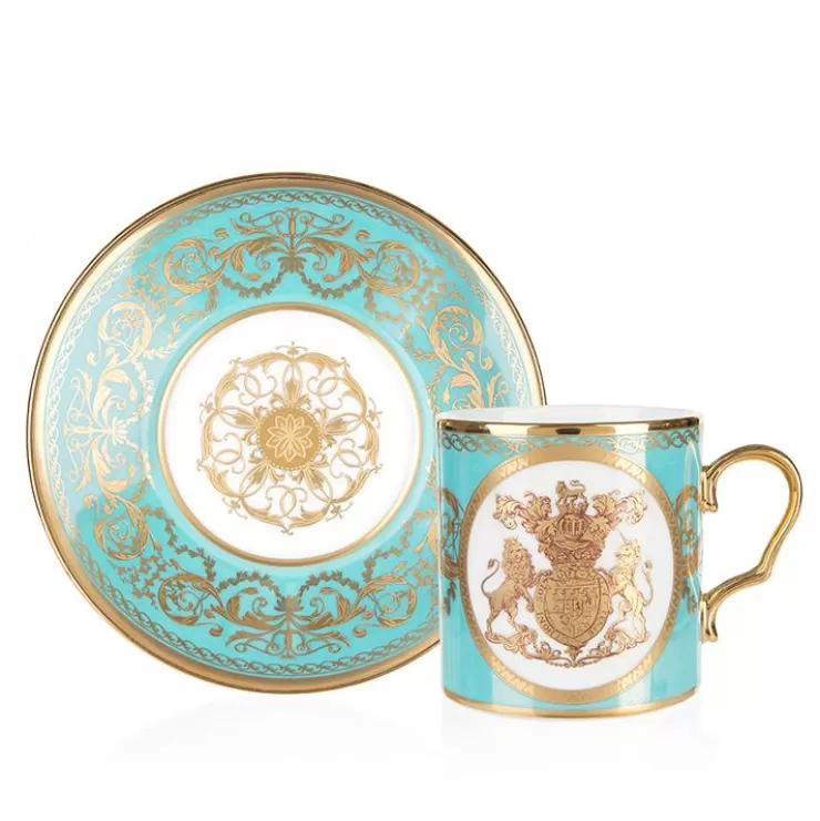 special_edition_lustre_pink_and_green_coffee_cup_and_saucer_2.webp Royal Collection Shop Special Edition Lustre Pink And Green Coffee Cup And Saucer* Cups & Saucers